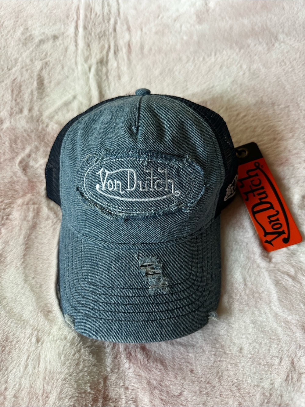 Distressed Blue Denim - Von Dutch Unisex Trucker Hat NWT